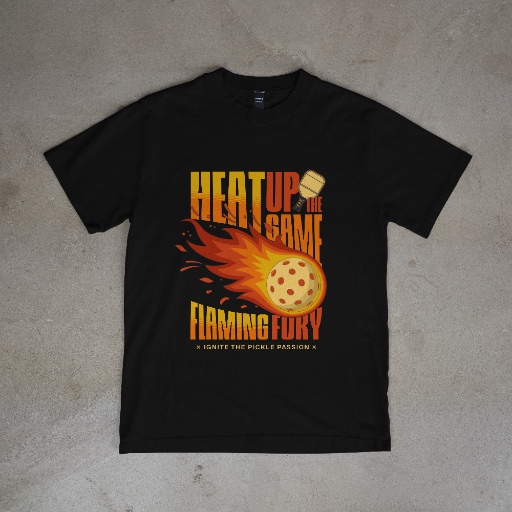Heat Up the Game Flaming Fury Pickleball T-Shirt
